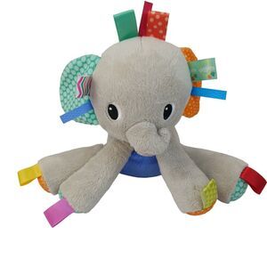 Taggies Bright Starts Gray Elephant Ribbon Rattle stuffed animal plush Lovey